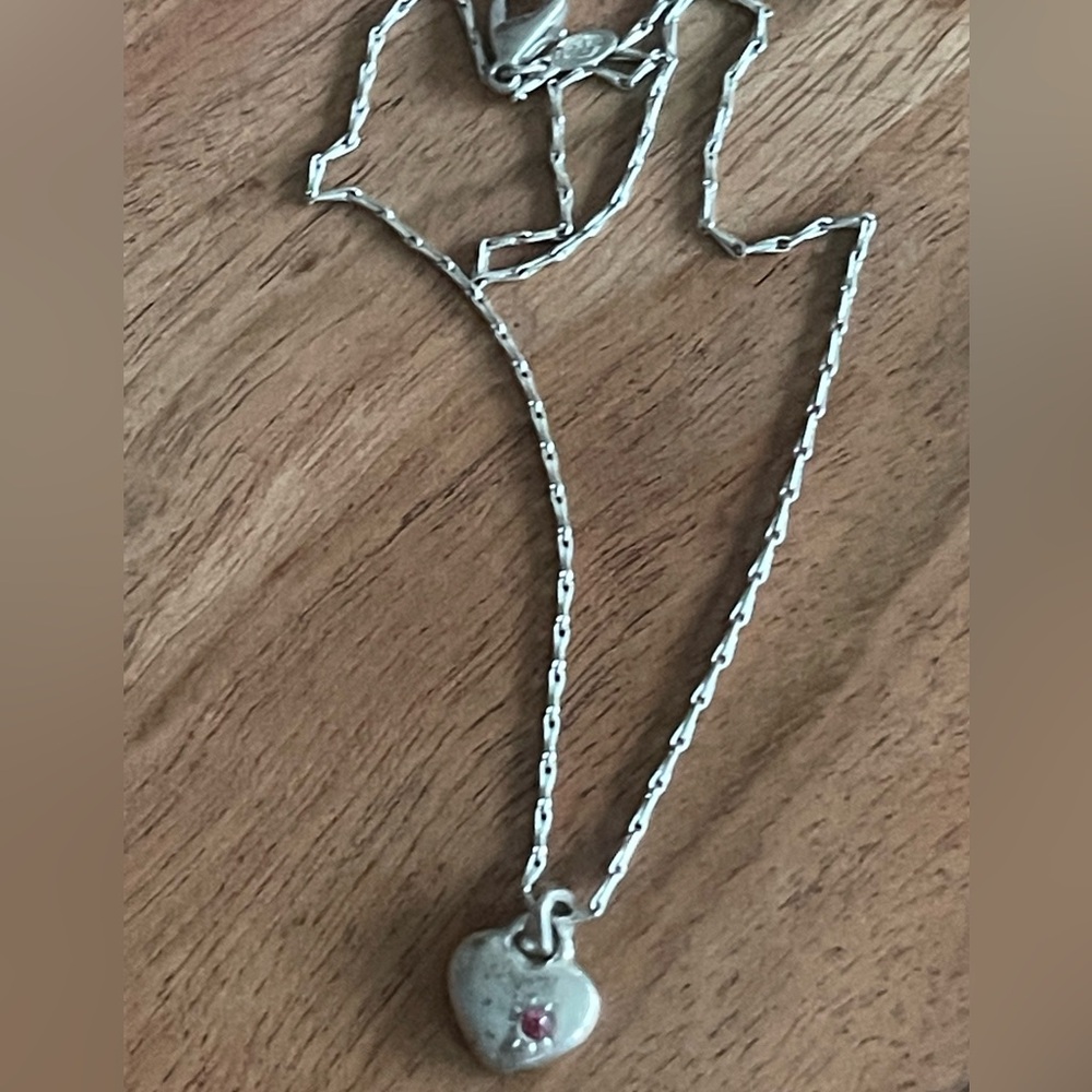 Premier Designs Joelle silver heart necklace pink stone